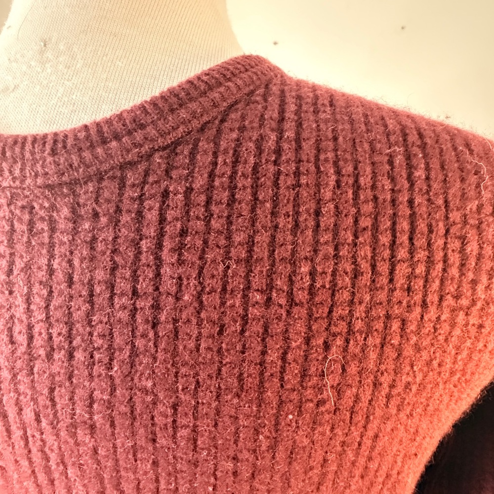 Polo Sport Waffle Knit Men’s Cashmere Sweater, L (slim), Maroon